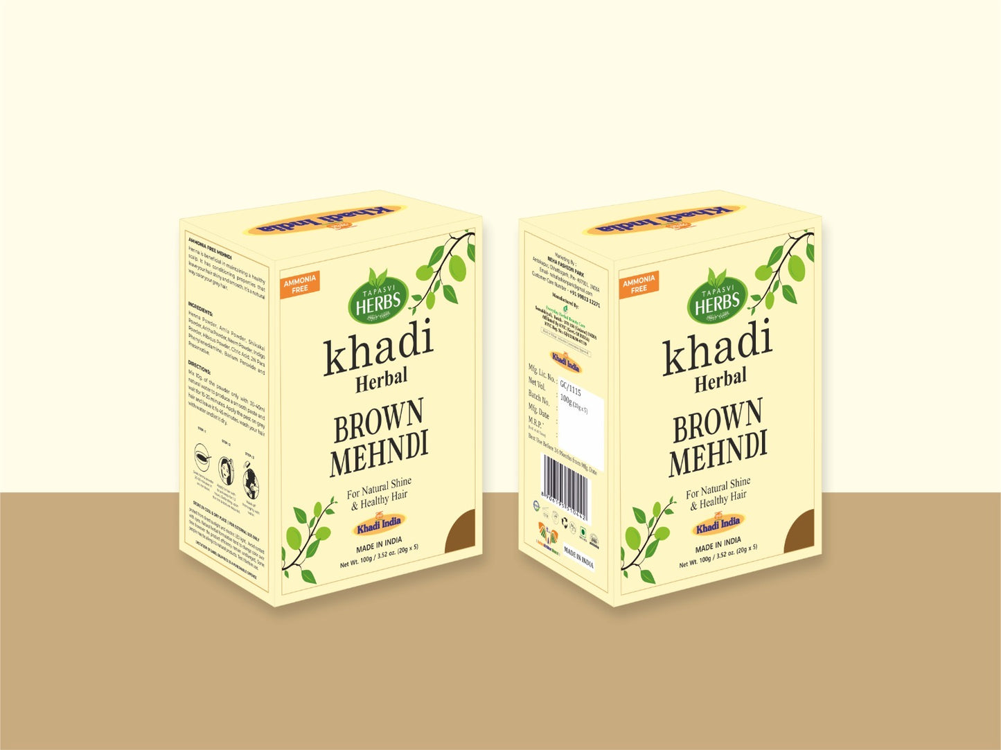 Tapasvi Herbs Khadi Herbal Black Mehandi ( Ammonia Free ) 20g/5pouch
