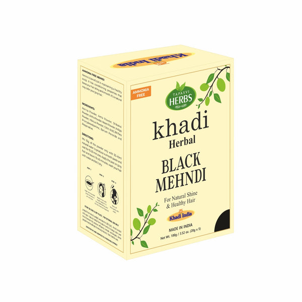 Tapasvi Herbs Khadi Herbal Black Mehandi ( Ammonia Free ) 20g/5pouch