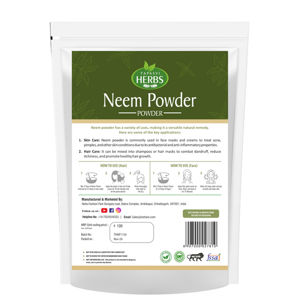 Tapasvi Herbs Organic Neem Powder 100gm