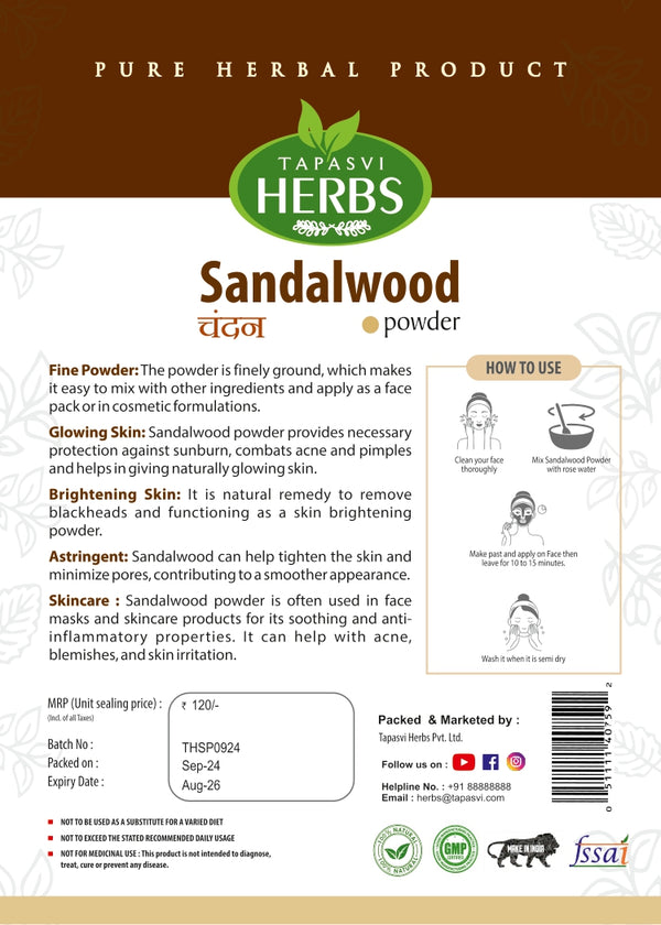 Sandalwood Powder 100g - Tapasvi Herbs